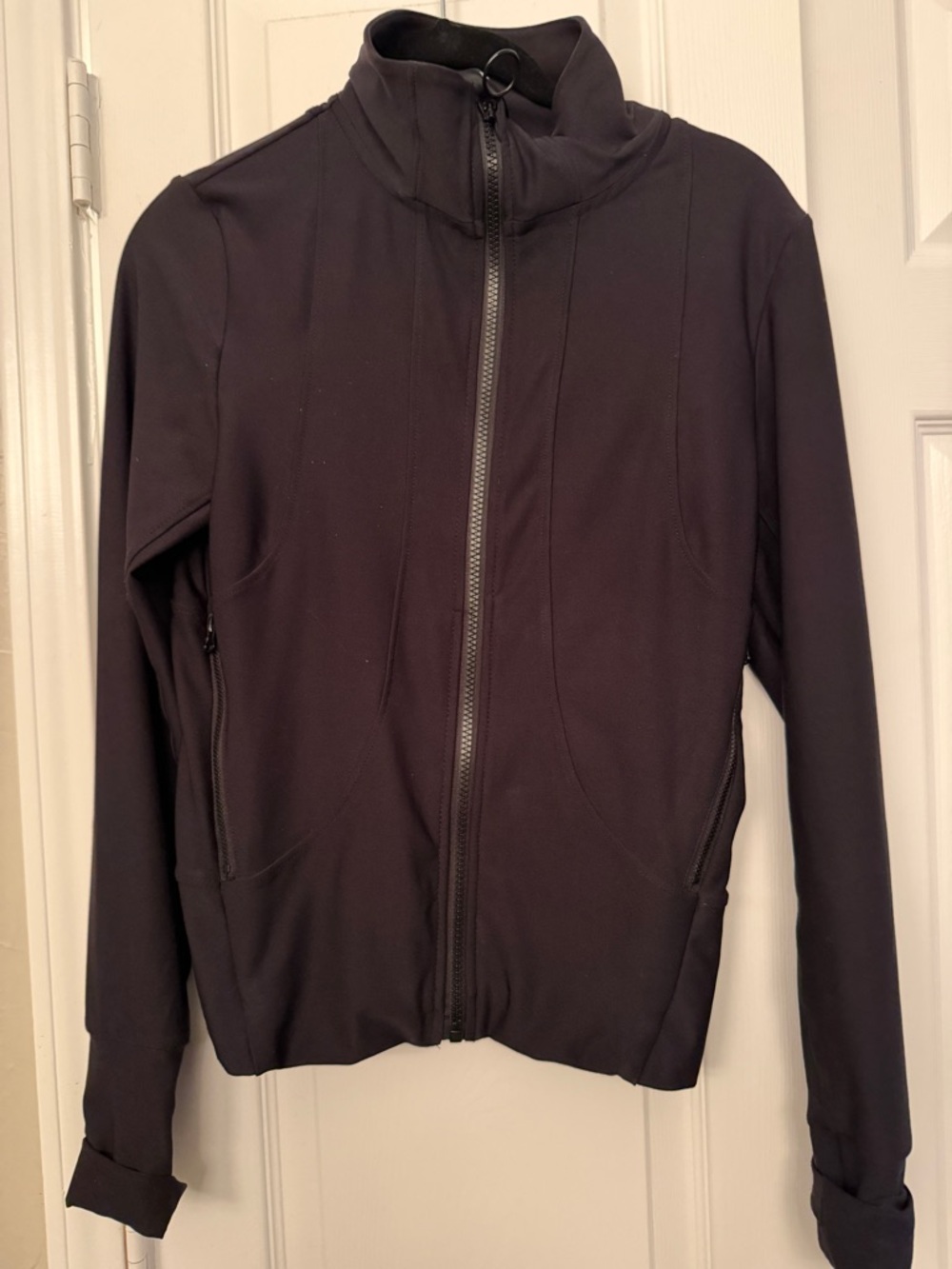 Black Stretch Yoga Full-Zip Jacket, Size M